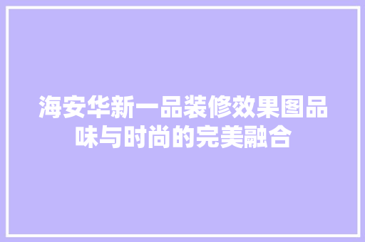 海安华新一品装修效果图品味与时尚的完美融合