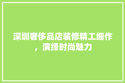 深圳奢侈品店装修精工细作，演绎时尚魅力