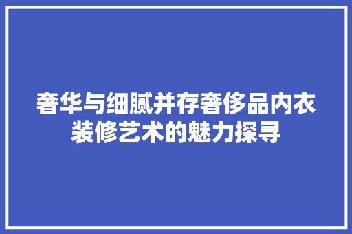奢华与细腻并存奢侈品内衣装修艺术的魅力探寻