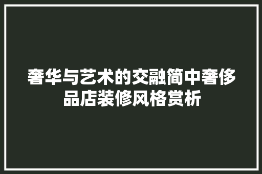 奢华与艺术的交融简中奢侈品店装修风格赏析
