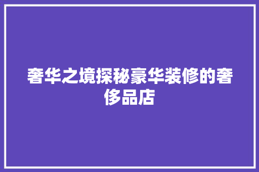 奢华之境探秘豪华装修的奢侈品店