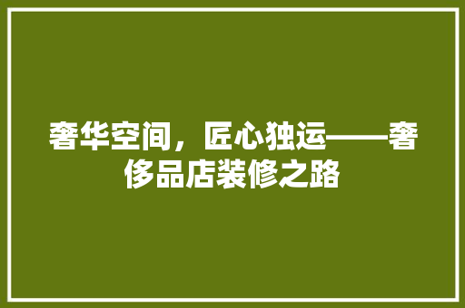 奢华空间，匠心独运——奢侈品店装修之路