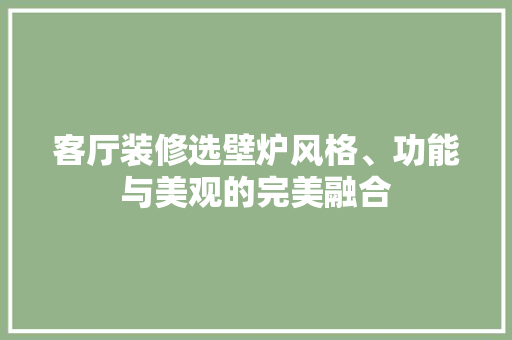 客厅装修选壁炉风格、功能与美观的完美融合