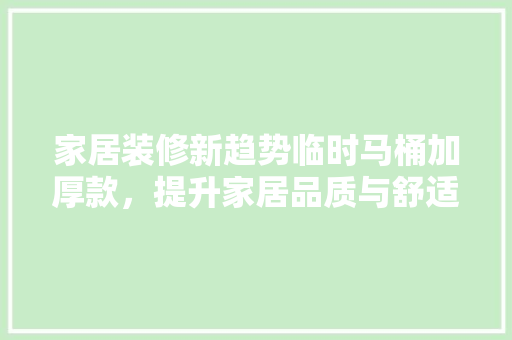 家居装修新趋势临时马桶加厚款，提升家居品质与舒适度