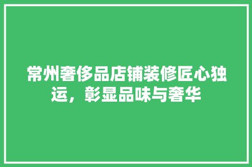 常州奢侈品店铺装修匠心独运，彰显品味与奢华