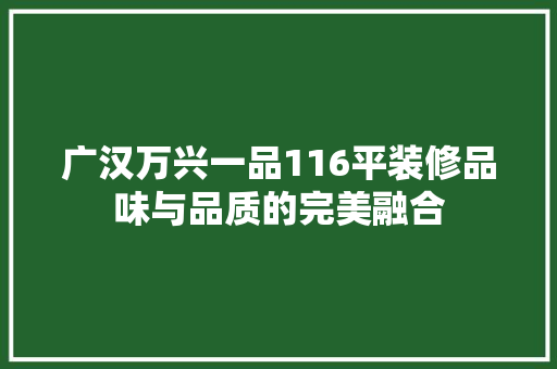 广汉万兴一品116平装修品味与品质的完美融合