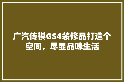 广汽传祺GS4装修品打造个空间，尽显品味生活
