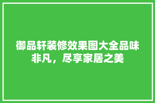 御品轩装修效果图大全品味非凡，尽享家居之美