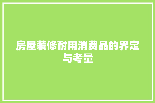 房屋装修耐用消费品的界定与考量