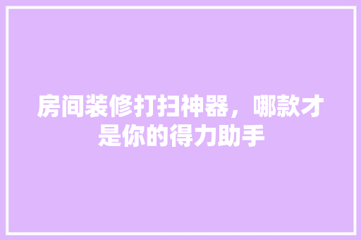 房间装修打扫神器，哪款才是你的得力助手