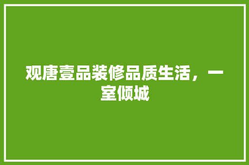 观唐壹品装修品质生活，一室倾城