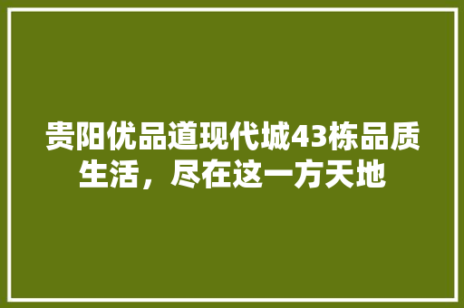贵阳优品道现代城43栋品质生活，尽在这一方天地
