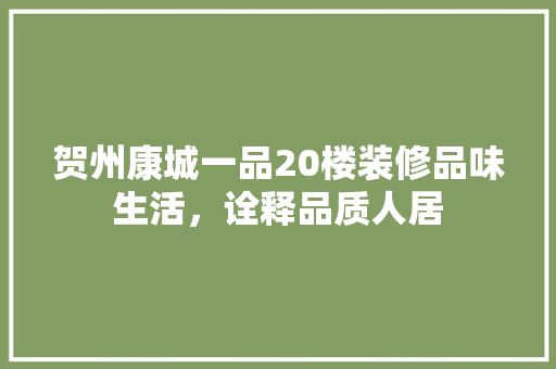 贺州康城一品20楼装修品味生活，诠释品质人居