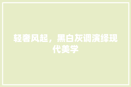 轻奢风起，黑白灰调演绎现代美学