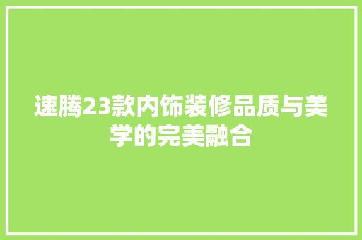 速腾23款内饰装修品质与美学的完美融合
