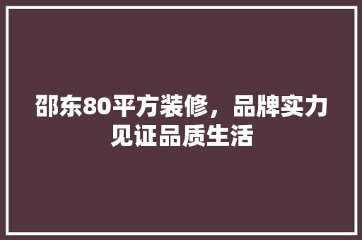 邵东80平方装修，品牌实力见证品质生活