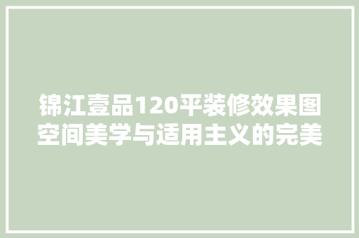 锦江壹品120平装修效果图空间美学与适用主义的完美融合