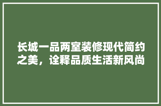 长城一品两室装修现代简约之美，诠释品质生活新风尚
