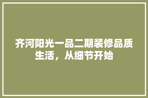 齐河阳光一品二期装修品质生活，从细节开始