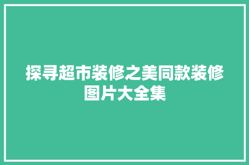 探寻超市装修之美同款装修图片大全集