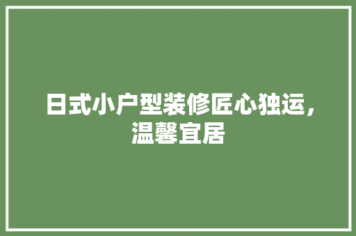 日式小户型装修匠心独运，温馨宜居