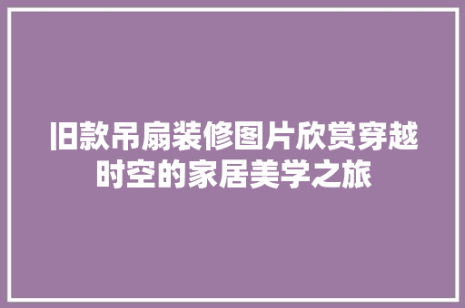 旧款吊扇装修图片欣赏穿越时空的家居美学之旅