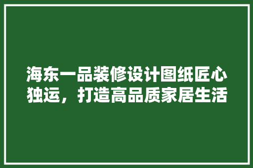 海东一品装修设计图纸匠心独运，打造高品质家居生活