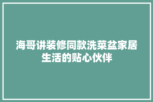 海哥讲装修同款洗菜盆家居生活的贴心伙伴