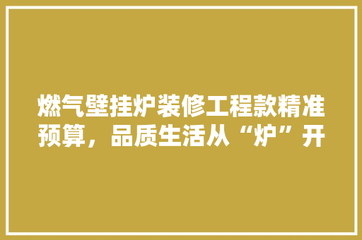燃气壁挂炉装修工程款精准预算，品质生活从“炉”开始