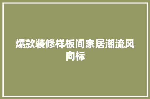 爆款装修样板间家居潮流风向标