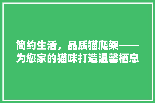 简约生活，品质猫爬架——为您家的猫咪打造温馨栖息地