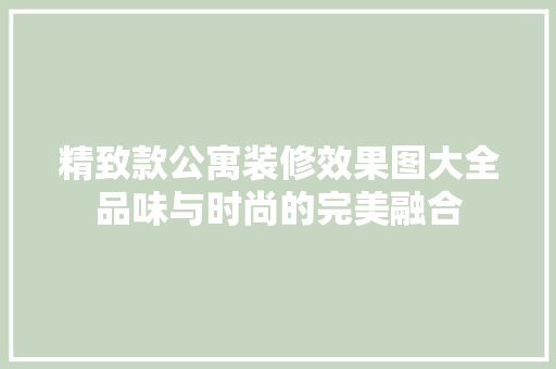 精致款公寓装修效果图大全品味与时尚的完美融合