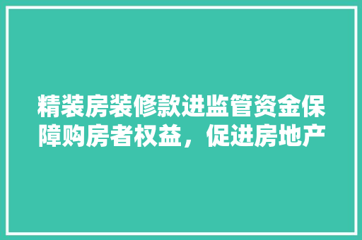 精装房装修款进监管资金保障购房者权益，促进房地产市场健康发展