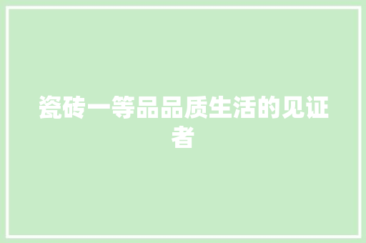 瓷砖一等品品质生活的见证者