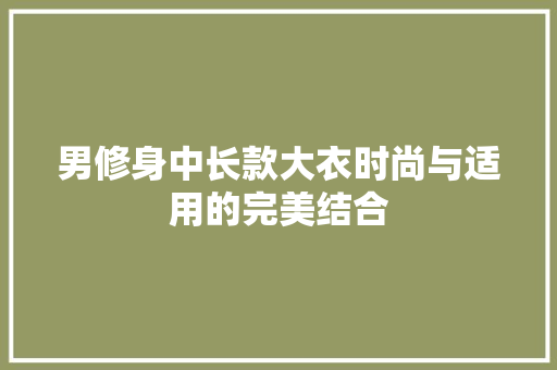 男修身中长款大衣时尚与适用的完美结合
