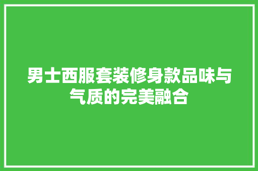 男士西服套装修身款品味与气质的完美融合