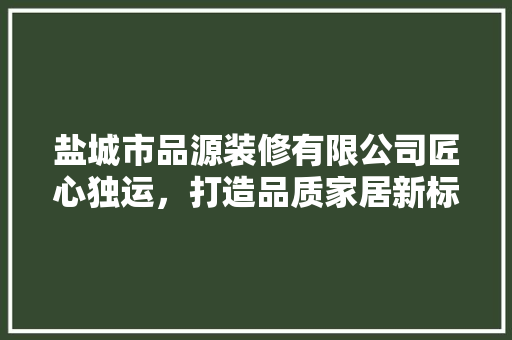 盐城市品源装修有限公司匠心独运，打造品质家居新标杆