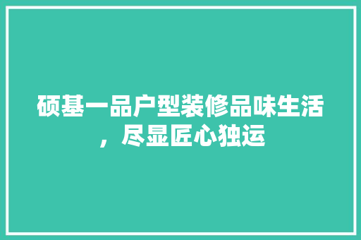 硕基一品户型装修品味生活，尽显匠心独运