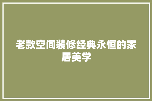 老款空间装修经典永恒的家居美学