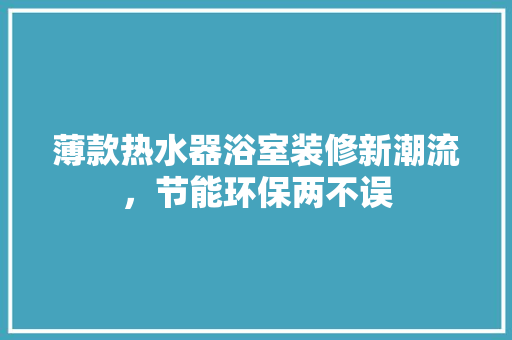 薄款热水器浴室装修新潮流，节能环保两不误