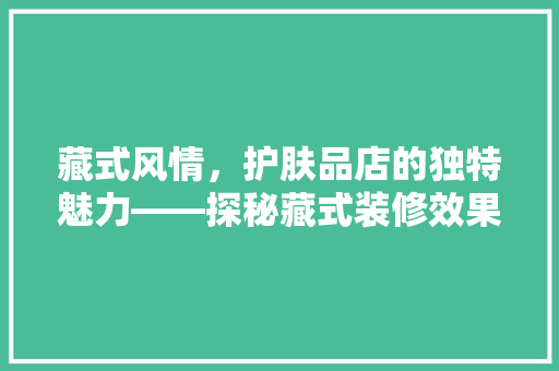 藏式风情，护肤品店的独特魅力——探秘藏式装修效果图背后的美学奥秘