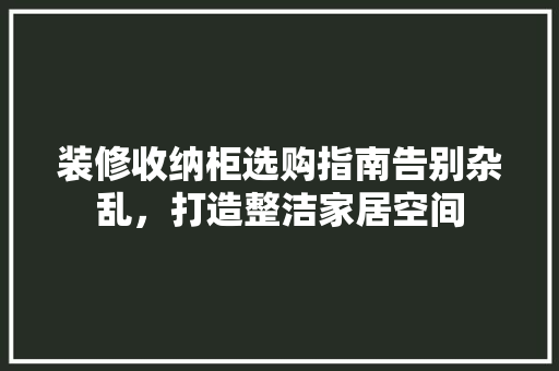 装修收纳柜选购指南告别杂乱，打造整洁家居空间