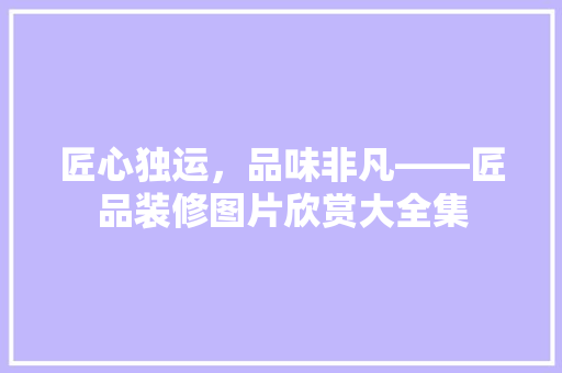 匠心独运，品味非凡——匠品装修图片欣赏大全集