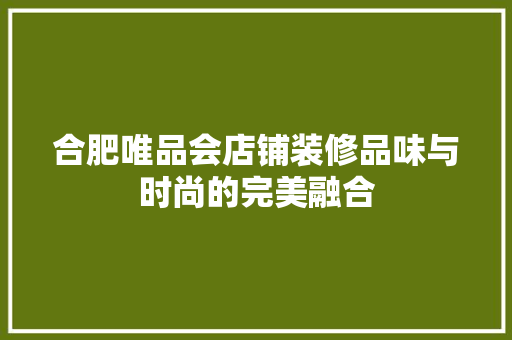 合肥唯品会店铺装修品味与时尚的完美融合