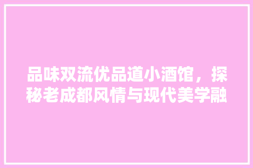 品味双流优品道小酒馆，探秘老成都风情与现代美学融合的装修艺术