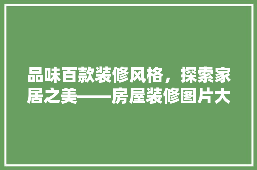 品味百款装修风格，探索家居之美——房屋装修图片大全