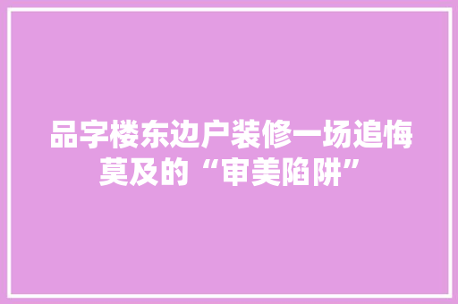品字楼东边户装修一场追悔莫及的“审美陷阱”