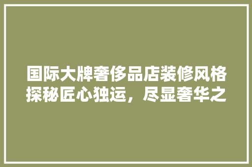 国际大牌奢侈品店装修风格探秘匠心独运，尽显奢华之美