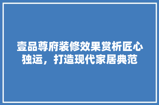 壹品尊府装修效果赏析匠心独运，打造现代家居典范