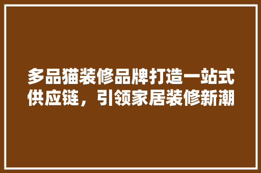 多品猫装修品牌打造一站式供应链，引领家居装修新潮流